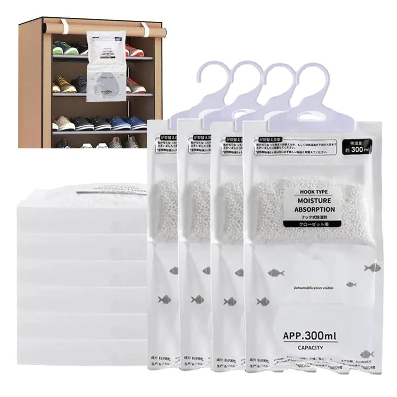 10 pçs absorvedor de umidade pendurado roupas de secagem desumidificador guarda-roupa saco seco dessecante saco de absorção de umidade