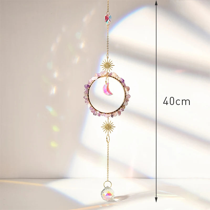 Colgante de cristal para jardín, atrapasol, campanillas de viento, prisma arcoíris, cadena de cristal para ventana, campana colgante, árbol de Navidad, decoración del hogar