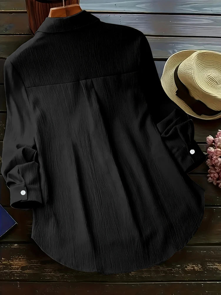 Blusa de manga larga para mujer, talla grande, primavera-verano 2025, nueva chaqueta holgada, chaqueta de trabajo informal, camisa con botones, ropa de abrigo