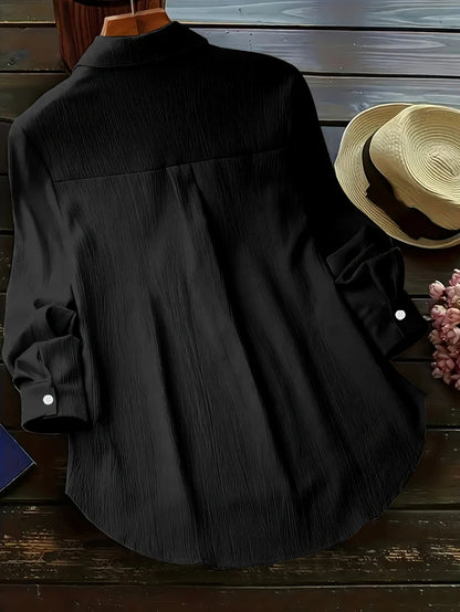 Blusa de manga larga para mujer, talla grande, primavera-verano 2025, nueva chaqueta holgada, chaqueta de trabajo informal, camisa con botones, ropa de abrigo