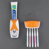 1 conjunto de suporte para escovas de dentes de fácil utilização com dispensador automático de pasta de dente e suporte de parede para escovas de dentes