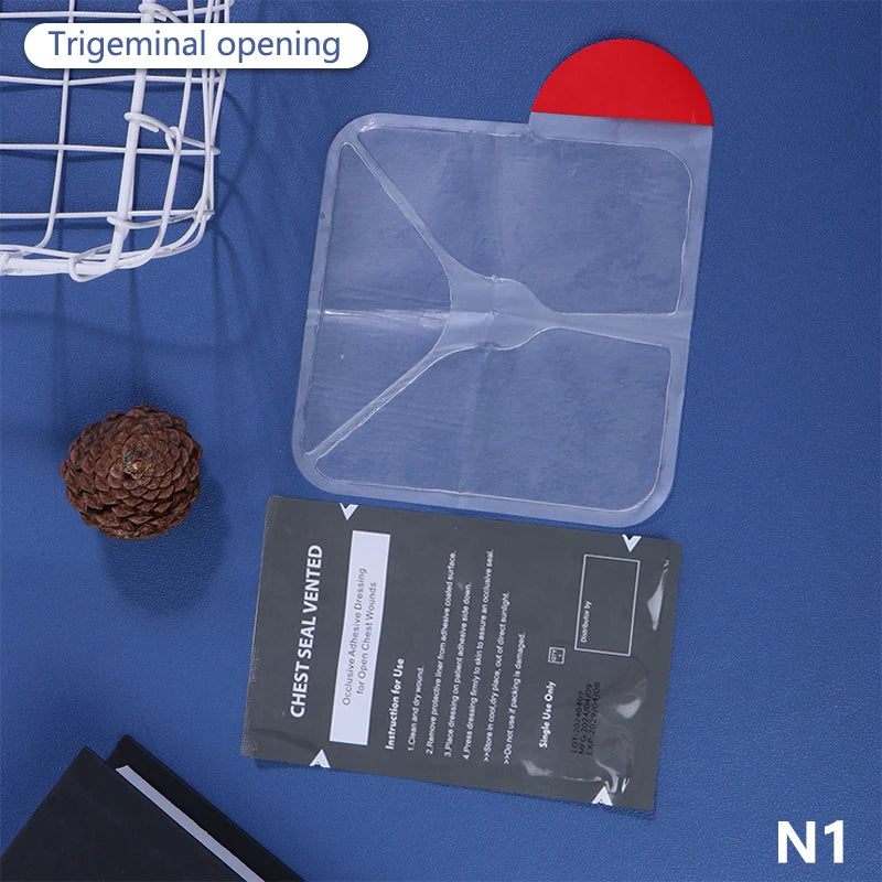 Portable Square Medical Chest Seal Vented Dressing Bandage First Aid Kit Rescue Chest Seal Outdoor Emergency Medical Tool