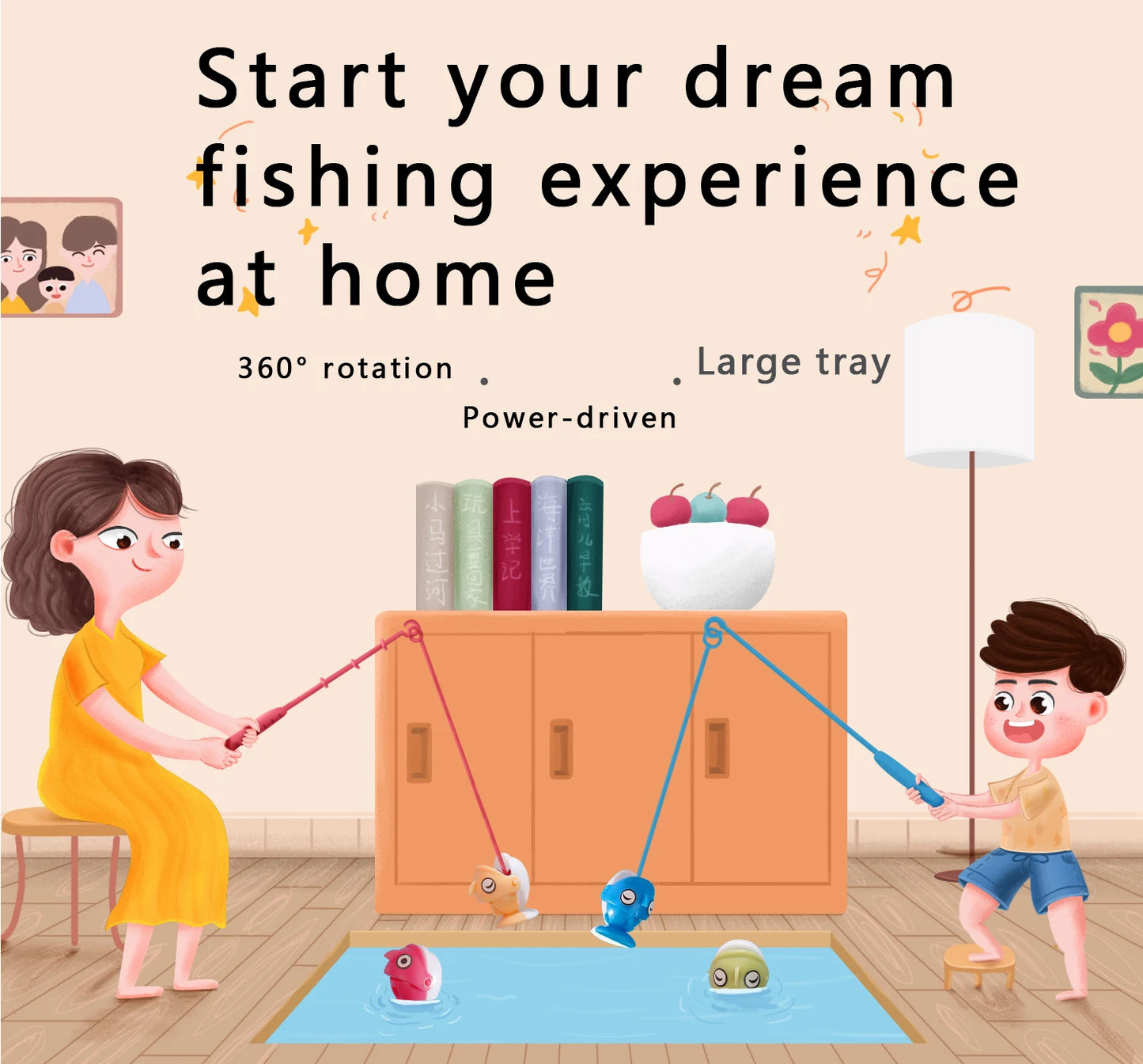 Fishing Toys, Hook Electric Spin With Music, Size Models Optional, Blue And Pink, Toys And Gifts For Kids, Cute Stickers, Practi