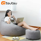 OTAUTAU-puf de lino con relleno, puf otomano, taburete redondo de tatami, futón, muebles de salón relajantes