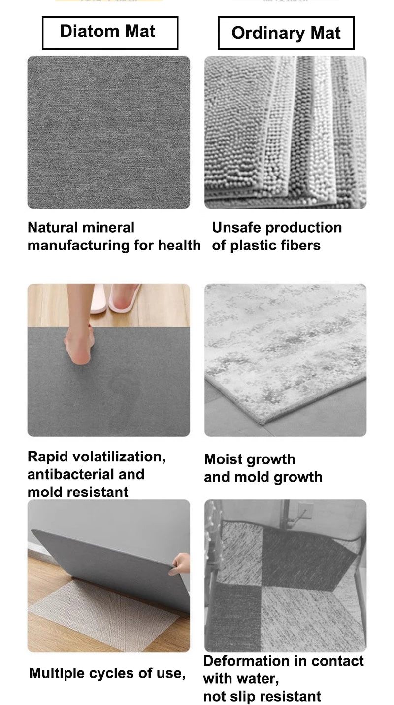 Ultra Non Slip Bath Mat Super Absorbent Bathroom Rug Quick Dry Stone Bathroom Mat 100% Diatomaceous Earth Shower Rug ﻿ 발매트