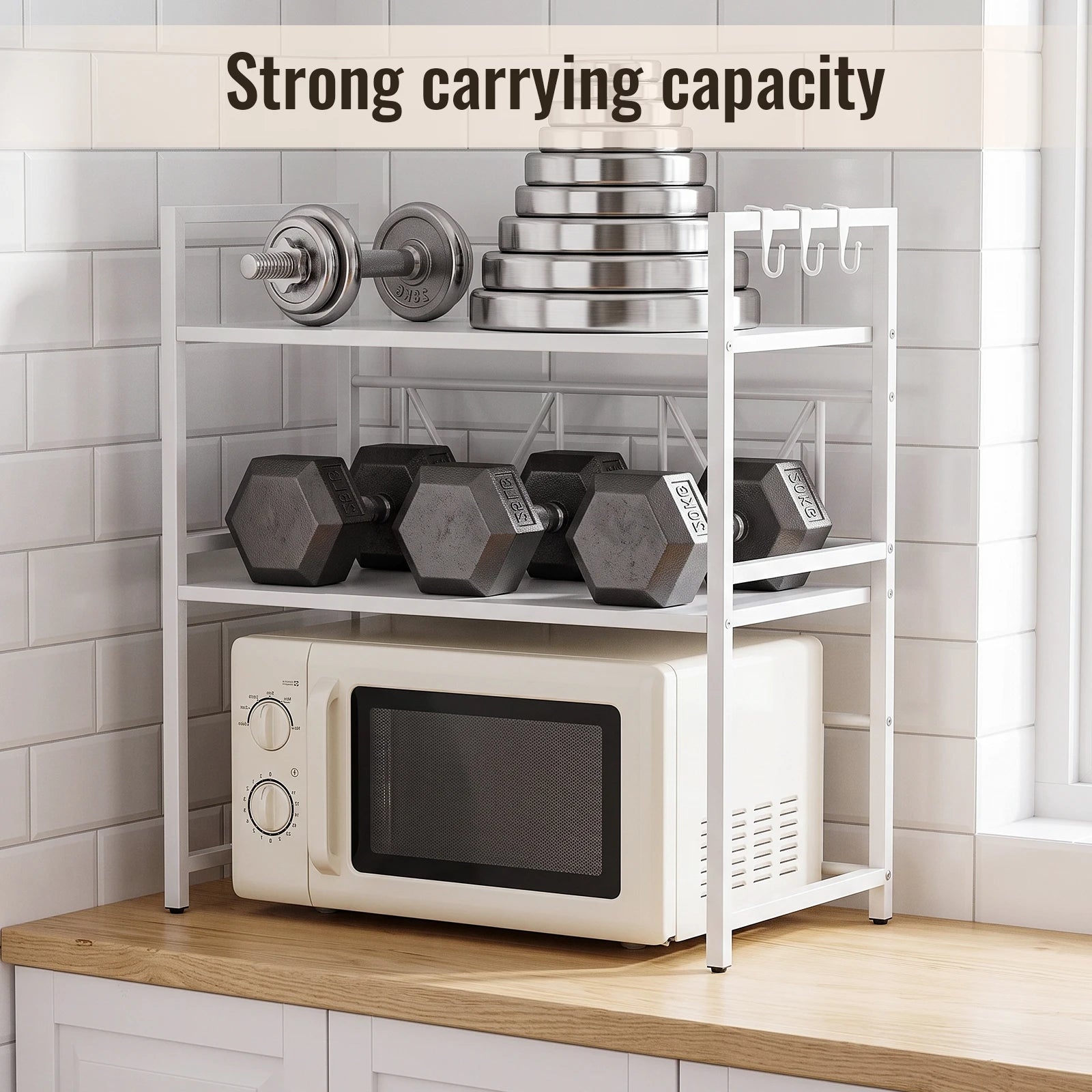 3-Tier Microwave Oven Rack Shelf Kitchen Countertop Oven Rack Expandable Seasoning Storage Rack Stand Storage Tableware Racks