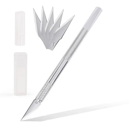 Non-Slip Metal Scalpel Knife Tools Kit Cutter Engraving Craft knives + 5pcs Blades Mobile Phone PCB DIY Repair Hand Tools
