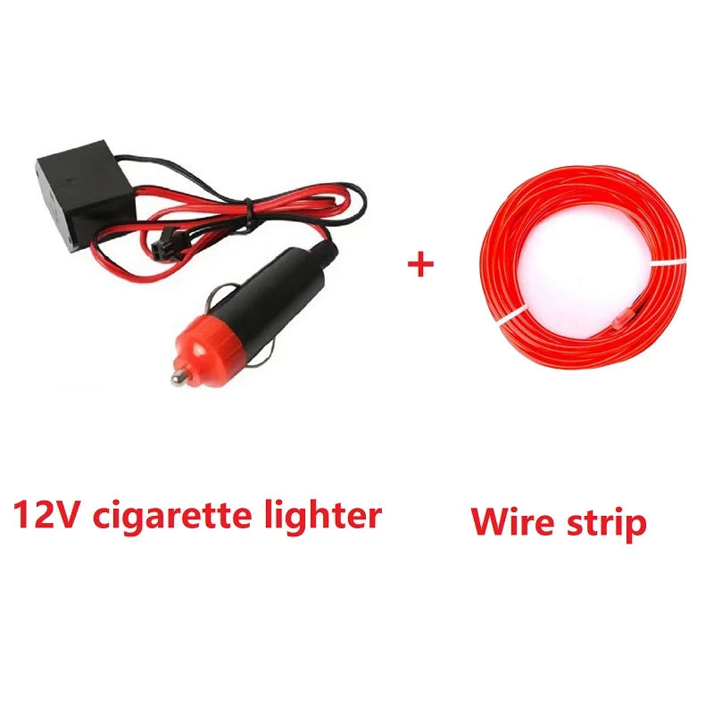 Flexible Neon Light 1M/2M/3M/5M EL Wire Led Neon Dance Party Atmosphere Decor Lamp RopeTube Waterproof Multicolor Led Strip Red