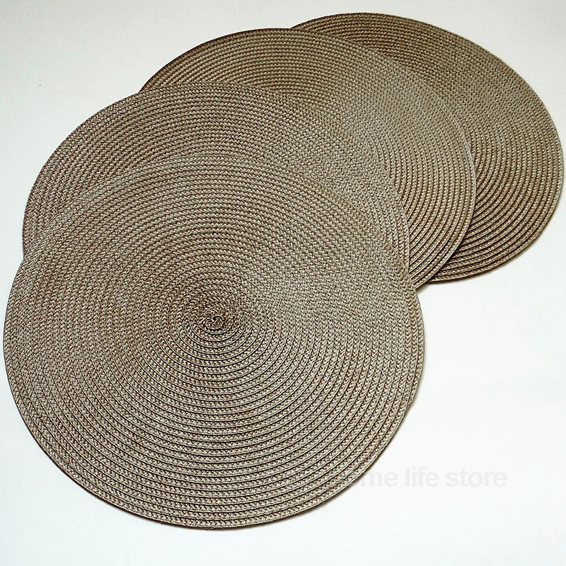 Round Placemats Set  Braided Circle Place Mat Washable Table Mats for Kitchen Dining Table Mixed Color Non-Slip Place mats