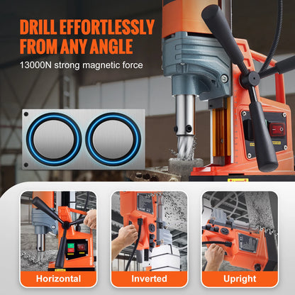 VEVOR Magnetic Drill,1300W 1.57" Boring Diameter,13000N Portable Electric Mag Drill Press w/Variable Speed, Drilling Machine