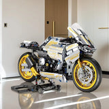 2431 Pieces of White Gold Motorcycle Building Blocks, Easy to Assemble for Ages 14 and Up, Perfect Gift for Birthdays, Christmas, Halloween and New Year Parties