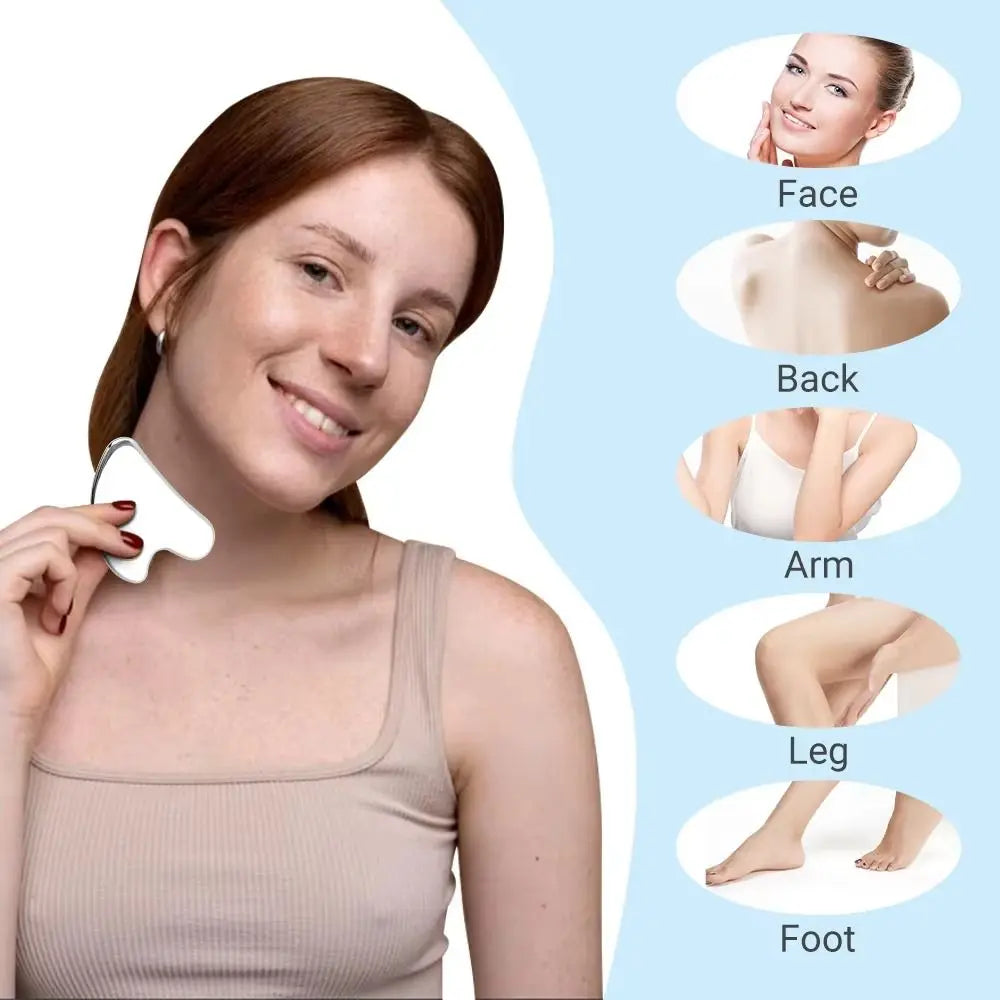 New Stainless Steel Gua Sha Scraper Heart Shape Universal Face Massager Guasha Massage Tool for Facial Beauty Eye Massage