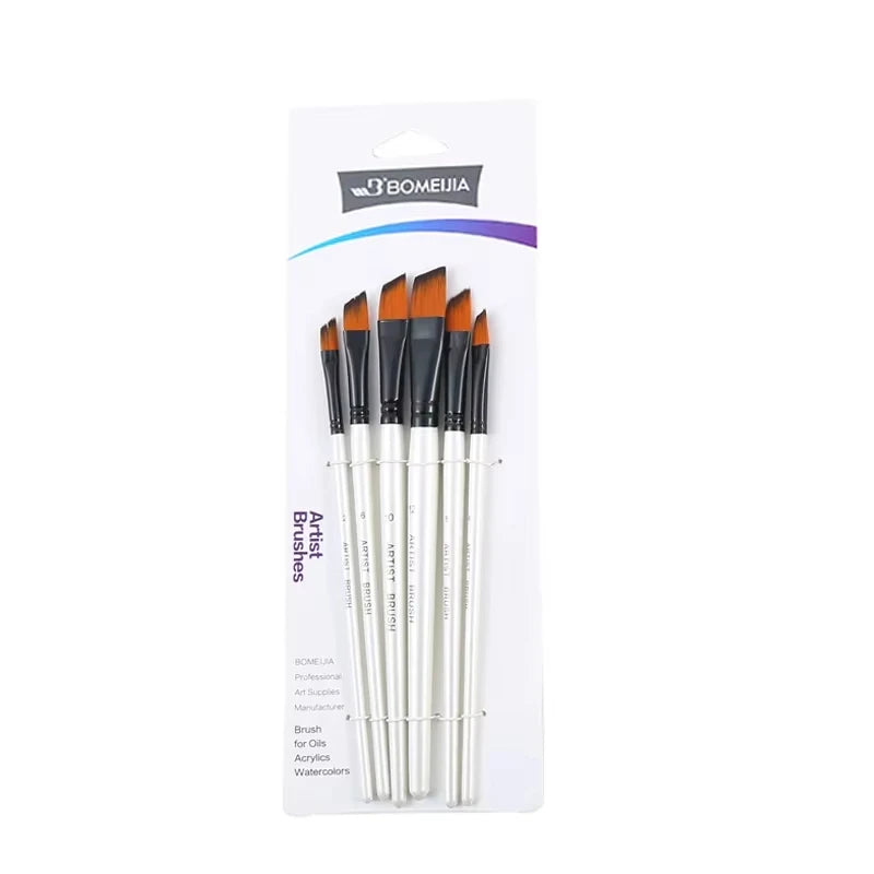 6pcs/set Artist Paint Brushes Two-tone Nylon Tips Artist Paint Brush For Acrylic Oil Watercolor Acrylic Paint Body Face Rock Art