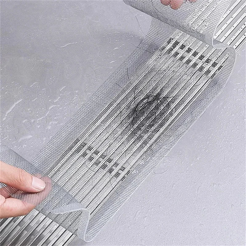 Recogedor de pelos autoadhesivo para desagüe de ducha, cortable, malla desechable, para fregadero de cocina y baño