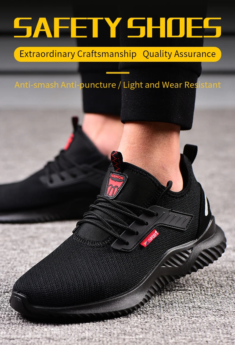 Safety Shoes Men With Steel Toe Cap Anti-smash Men Work Shoes Sneakers Light Puncture-Proof Indestructible Shoes Tactical Boots