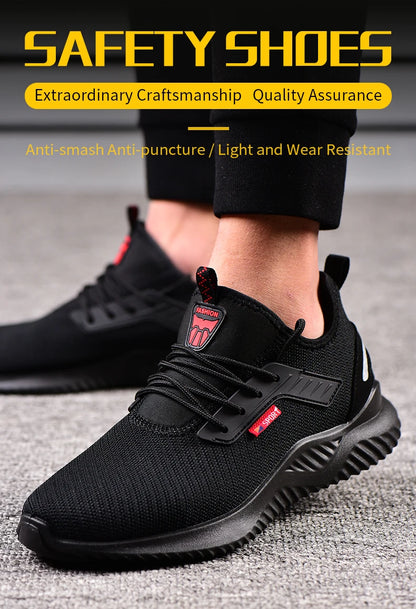 Safety Shoes Men With Steel Toe Cap Anti-smash Men Work Shoes Sneakers Light Puncture-Proof Indestructible Shoes Tactical Boots