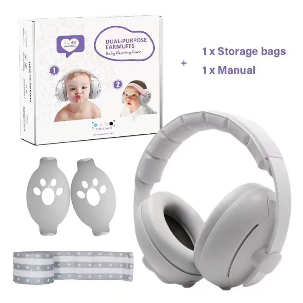 Auriculares con cancelación de ruido y protección auditiva para bebés, diseño convertible 2 en 1, orejeras con reducción de ruido para bebés que mejoran el sueño.