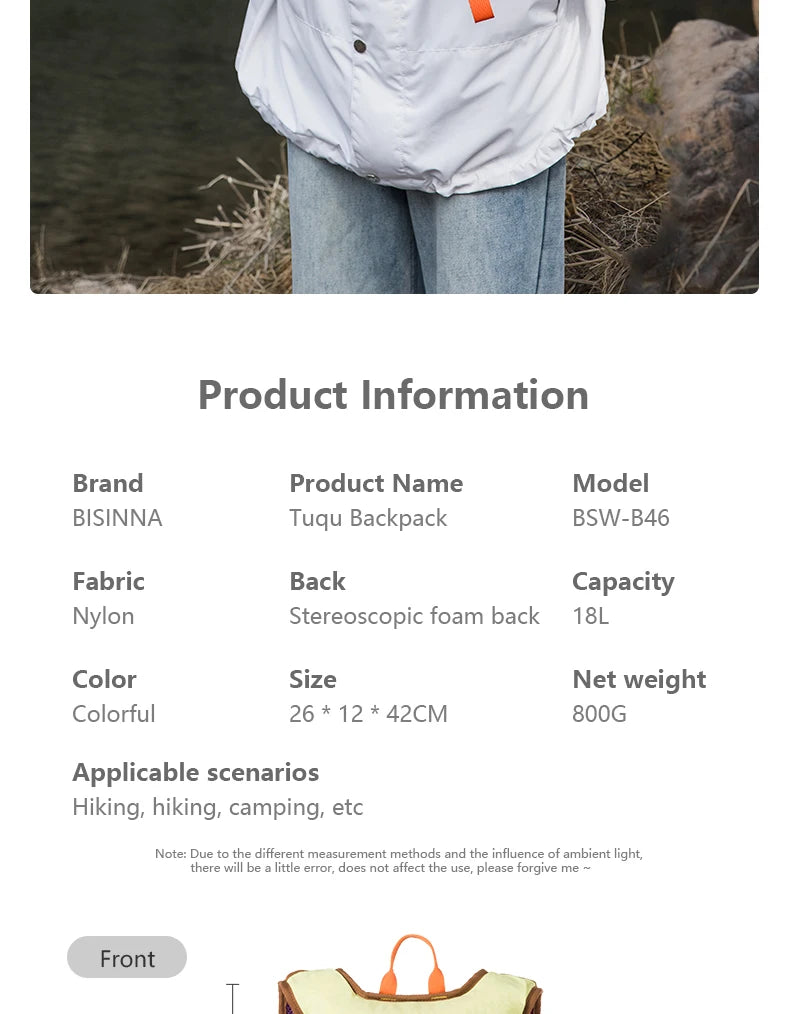 BISINNA 18L Camping Backpack Ultralight Portable Travel Bag for Women and Men Outdoor Hiking Cycling Climbing Fishing