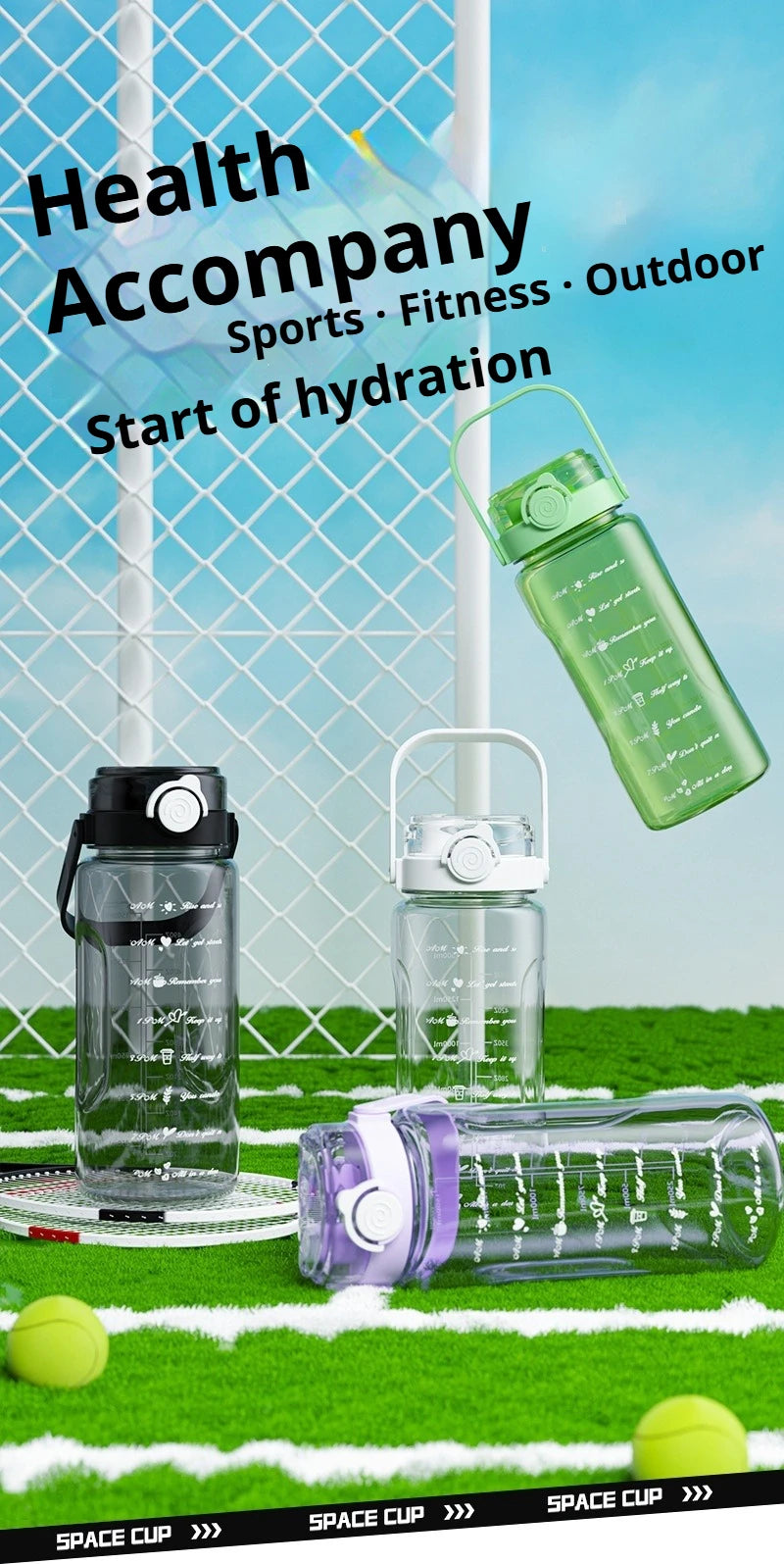 1.5L-2L Summer Large Capacity Kettle, Double Drinking Cup, Outdoor Sports Fitness Water Bottle, Straw Cup Drinking Utensils