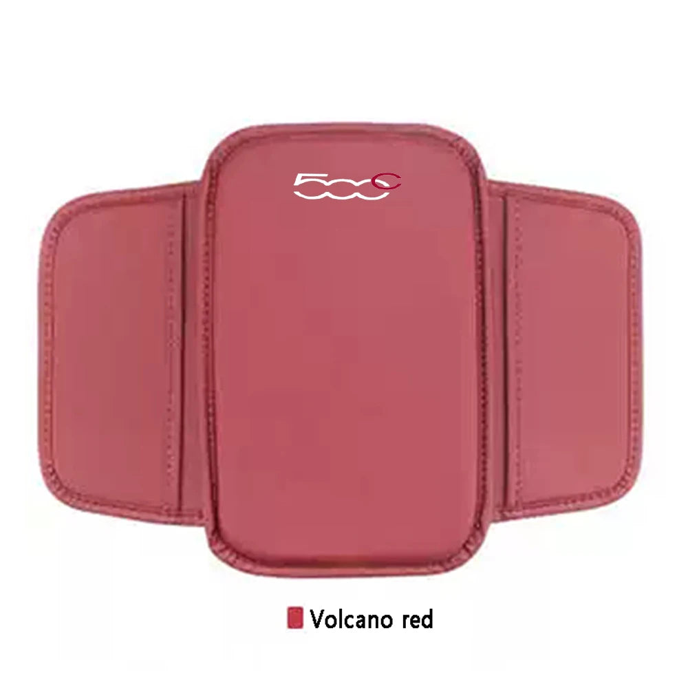 For Fiat 500 500C 500S 500X Abarth Car Accessories Center Console Arm Rest Protector Leather Car Armrest Box Pad Storage Pocket