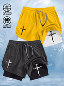 Quick-Dry Men's Training Shorts Elastic Waistband Drawstring Breathable Moisture-Wicking Athletic Shorts