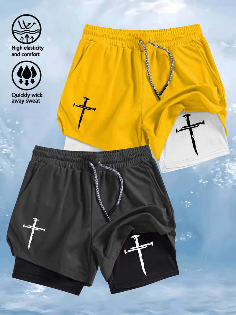 Quick-Dry Men's Training Shorts Elastic Waistband Drawstring Breathable Moisture-Wicking Athletic Shorts