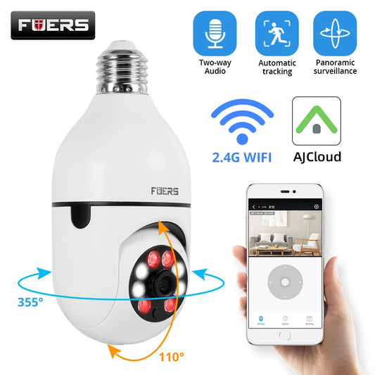 Bulb E27 Surveillance Camera Full Color Night Vision Automatic Human Tracking Zoom Indoor Security Monitor WiFi Mini IP Camera