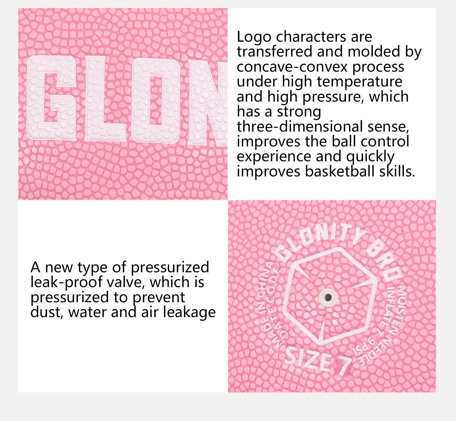 Women's Basketball Size 5, 6, 7 Pink Official Competition Children's Basketball Indoor Outdoor Standard Ball PU Non-slip Wear-resistant