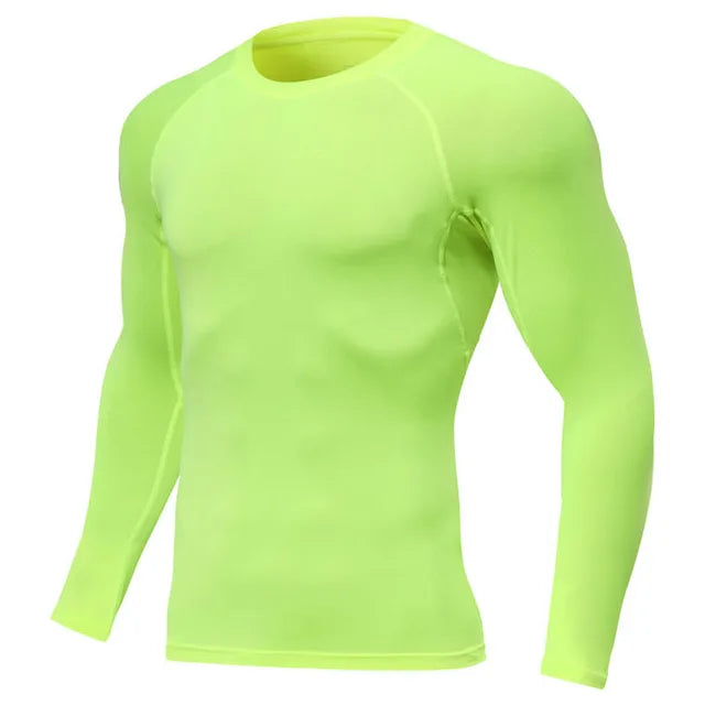 Men Long Sleeve Slim Tops Sports T-shirts Gym Fitness Compression T-shirt Running Shirt Football Outdoor Jogging Tight Quick Dry 