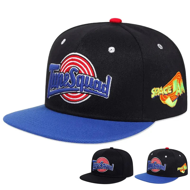 Gorras de béisbol unisex con bordado Tunesquad, estilo hip hop, ajustables e informales, para exteriores y con protección solar.