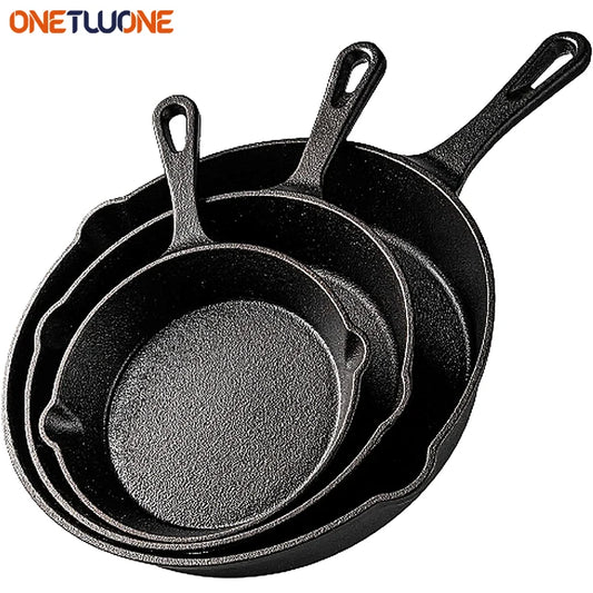 14/16/20cm Cast Iron Frying Pan, Non-stick Skillet Kitchen Fry Pot, Breakfast Pan Omelette Pancake Pan, Induction Cooking Cookware