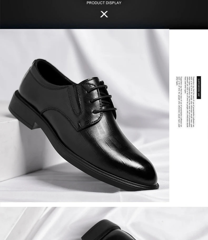 3/6/8 CM Elevator Shoes Men Dress Shoes Black Soft Leather Men Heightening Formal Shoes Casual Business Men Oxfords Suit Shoes