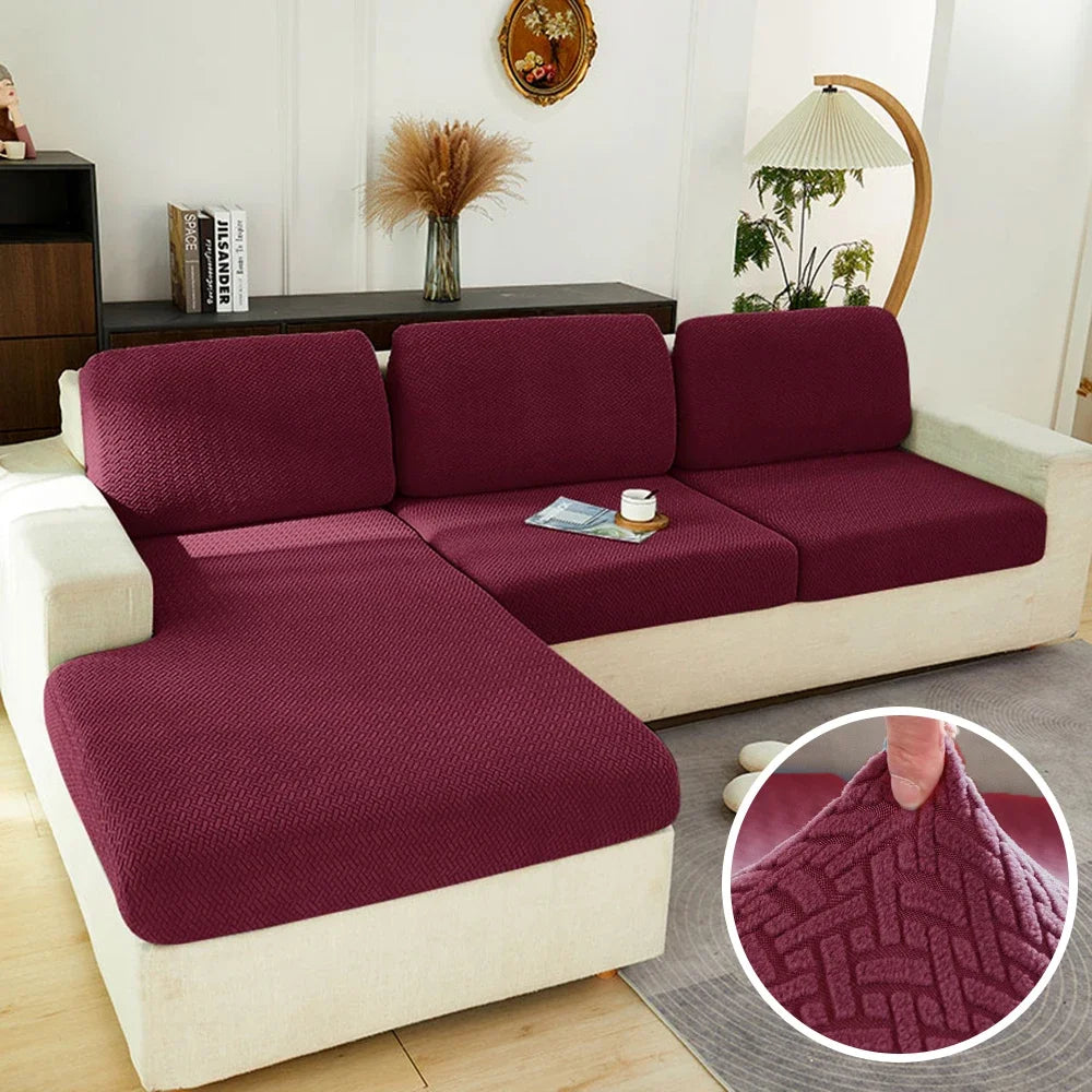 Elastic Sofa Cover for Living Room Jacquard Solid Sofa Seat Cover Grey Washable Seat Cushion Cover Furniture Protector Sectional
