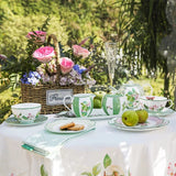 Ceramic Plate Household Bone China Dinner Plate Set Vintage Green Flower Dishes Tableware Oval Large Tray Dinnerware Sets