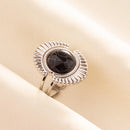 1pc Boho Turquoise Ring Stainless Steel Black Stone Silver Color Adjustable Ring Women Ethnic Ring Bohemian Jewelry Gift No Fade