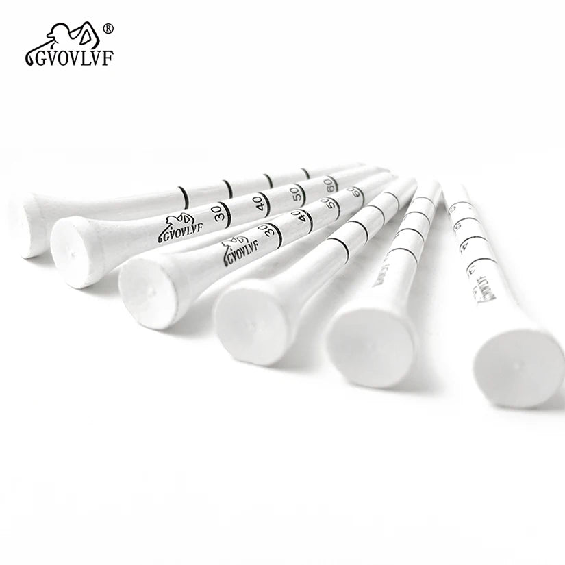 50pcs GVOVLVF Bamboo Golf Degree Scale Tees 83mm Long Golf Tees Strong Sustainable Biodegradable Adjustable Depth White