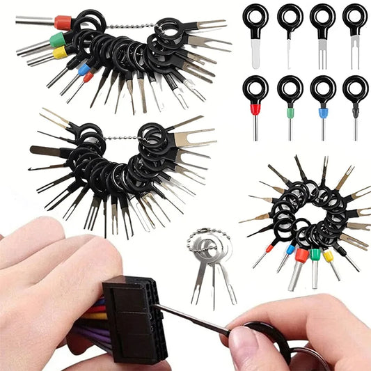 41 piezas de herramienta universal para reparación de terminales de coche, extractor de conectores de cable, herramientas manuales para desmontaje de terminales de coche.