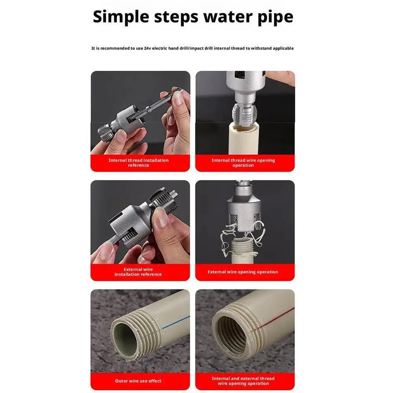 DN15 DN20 Pipe Threading Tool Hex Shank Die Internal External Threads 1/2&3/4 Water Pipes PPR PVC MPP Manganese Steel Detachable