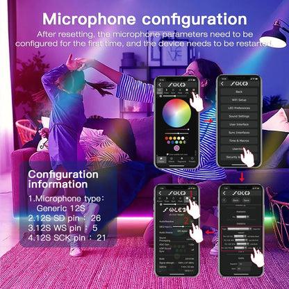 Controlador WLED ESP32 RGBIC COB LED Tira de luz Kit de cinta reactiva al sonido Música Sincronización Funciona con Alexa 24V 5 10 15 20 25 30 40 M