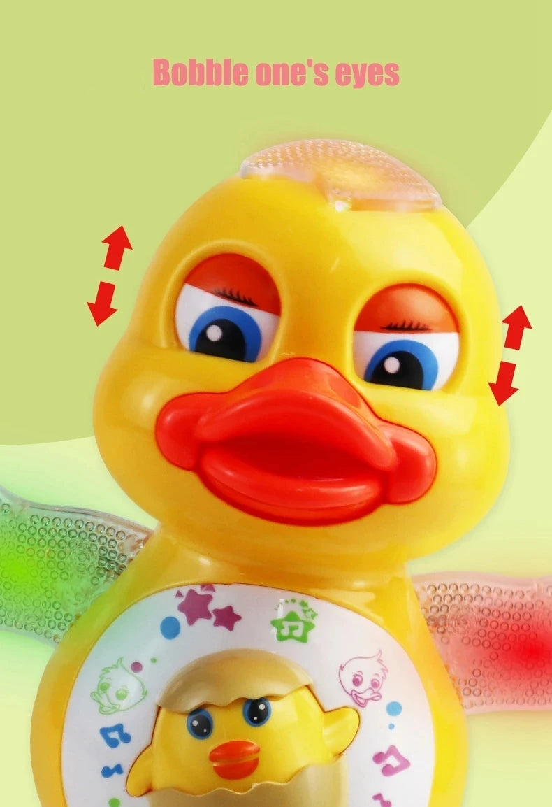 Pato eléctrico bailarín, divertido, parpadeante, con luz intermitente, sacude el cuerpo, lindo animal de dibujos animados musical, juguete educativo, regalo para niños