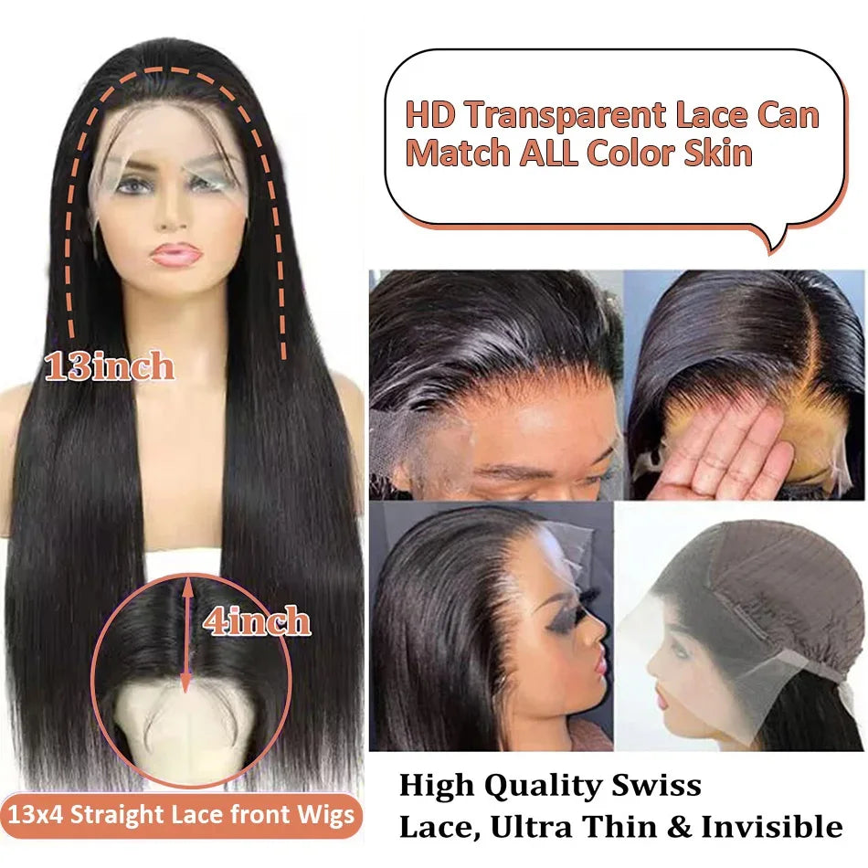 Peruca lace frontal cabelo humano liso HD 250% - densidade - longo luxo