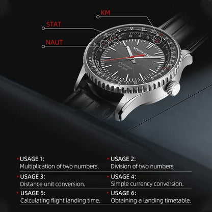 Reloj NORTH EDGE EVOQUE 3 Pilot Series para hombre, de aviación, militar, con energía solar, correa de cuero, caja luminosa de acero inoxidable.