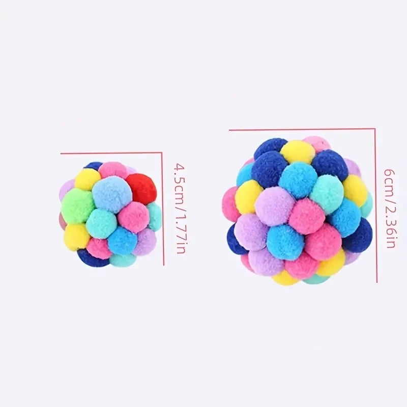 1/3PCS Cat Toys, Cat Plush Ball Toy, Pet Elastic Bell Ball, Self-Play Colorful Woolen Ball for Cats