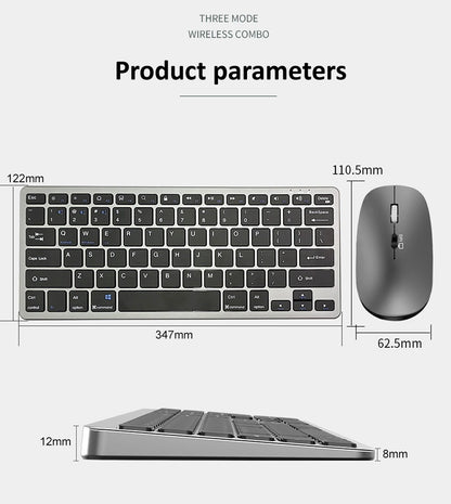 JOMAA 2.4G +Bluetooth Keyboard and Mouse Combo Multimedia Wireless Keyboard and Ergonomic Mouse Set for iPad Desktop PC Laptop