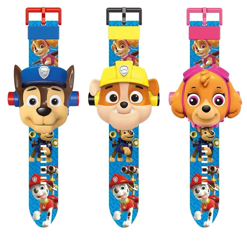 Paw Patrol 3D Projection Digital Watch Toys Set Dog Puppy Patrulla Canina Anime Action Figures Model Toy Marshall Chase Kid Gift