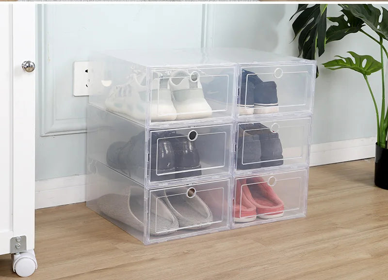 6pcs/set Antioxidant shoe cabinet High Transparent slippers sneakers storage shoes box dustproof shoe organizer box