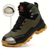 Rotary Buckle Men's Work Boots Safety Steel Toe Indestructible Shoes Anti-smash Puncture-Proof Work Shoes 38-47