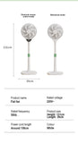 220V Electric Pedestal Standing Fan Adjustable Heigh Desk Air Blower Timing Shake for Living Room Bedroom Kitchen Home Office