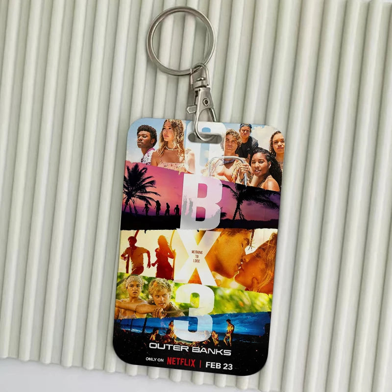 TV Show Outer Banks DBX3 Keychain Card Holder Keychains Badge Business Credit Card Holders Bank Bus ID Cards Cover Case Keychain