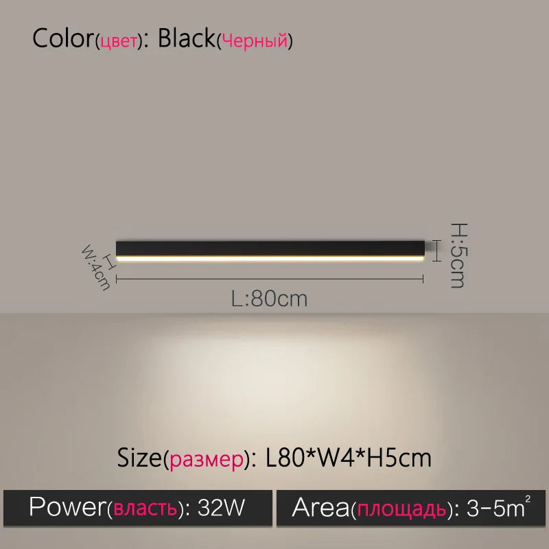 Modern Long Strip Ceiling Light Surface Mounted Minimalist Aisle Lamp Living Room Bedroom Kitchen Home Office LED Lighting